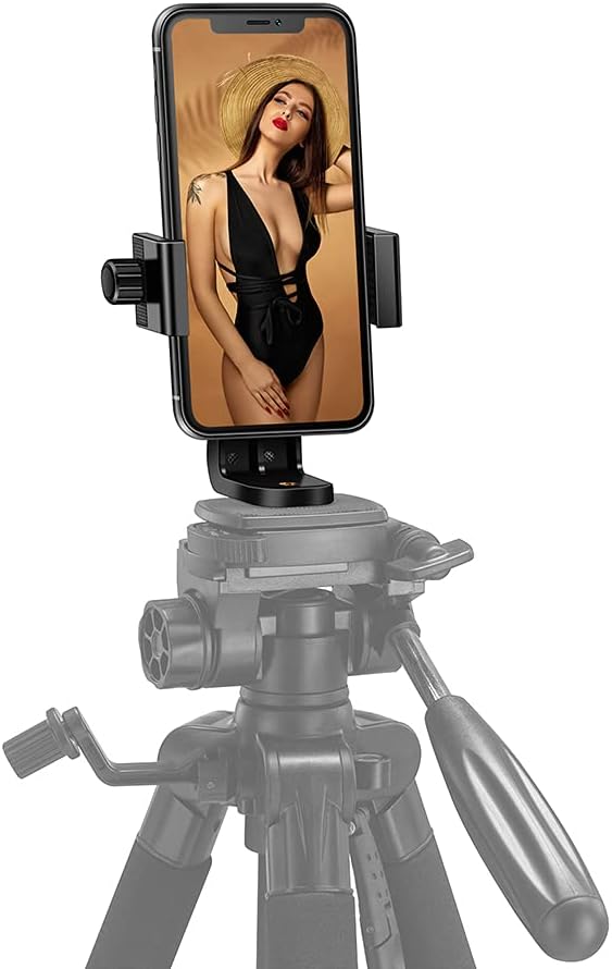Phone Tripod Mount Adapter, Universal Tripod Cell Phone Holder | Fits Any Smartphone, 1/4" Screw, Rotating Vertical/Horizontal, Compatible with iPhone, Samsung, Selfie Stick, Monopod - Image 8