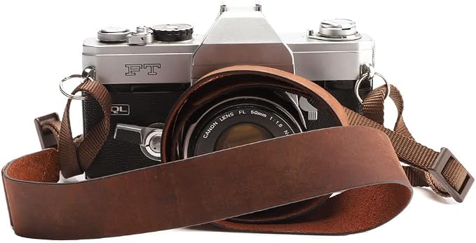 Crazy Horse Leather Camera Strap,Vintage Camera Strap,Adjustable Camera Neck Shoulder Strap for Photographers by CANPIS