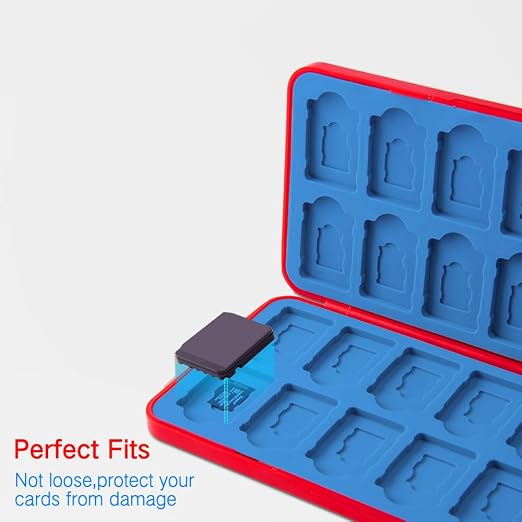 PERFECTSIGHT Switch Game Card Case for Nintendo Switch 2/ Lite / OLED, Game Holder Cartridge Case for Game Cards and 48 SD Cards, Kawaii Portable Compact Storage Box (Red Elephant, 24 Slots) - Image 3