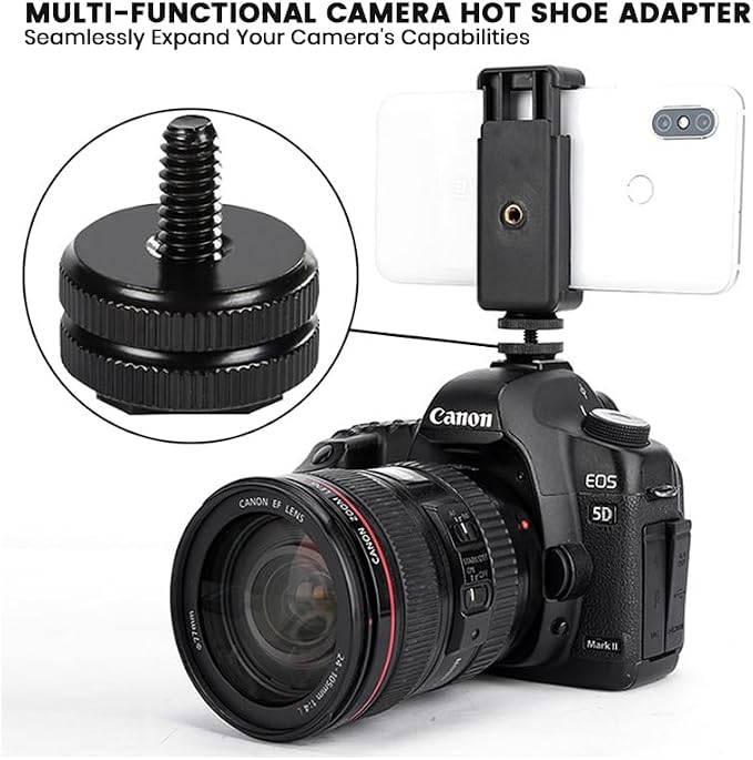 Hot Shoe Adapter 1/4 Inch Camera Hot Shoe Mount Adapter Tripod Screw for DSLR Camera Rig Cold Hotshoe Screw Accessory Attachment for Camera Flash Shoe to 1/4"-20 Male Post Adapter with Locking Disk - Image 2