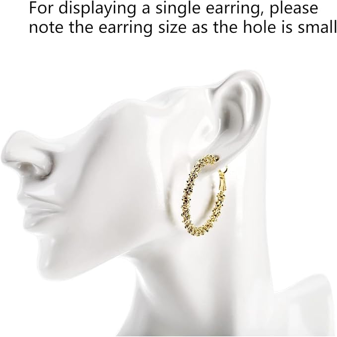 SOUJOY Jewelry Mannequin Display, Resin Display Stand Bust, Boutique Earring Holder Organizer for Show Jewelry, Necklace, Earrings, Rings, White (Pack of 2) - Image 3