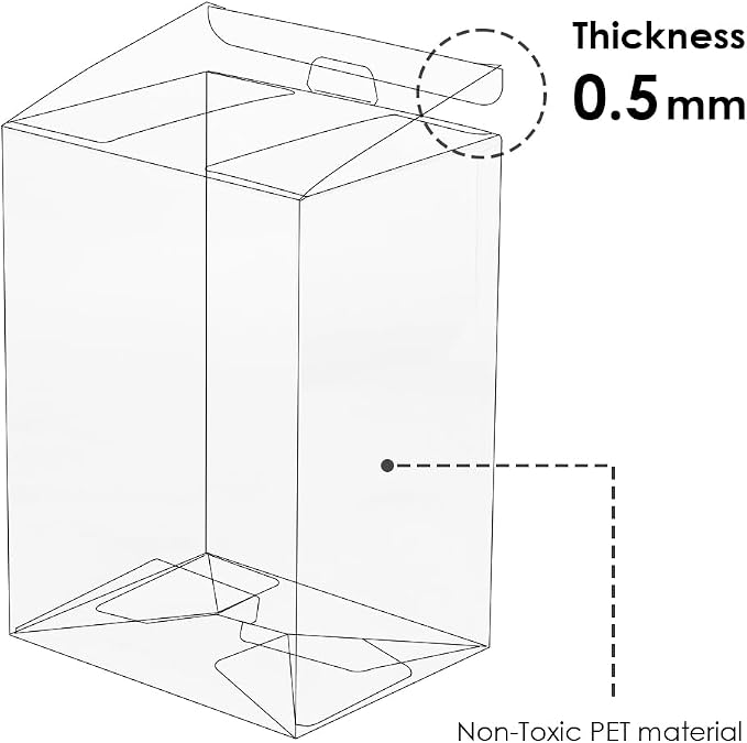 20 Pack Protector Cases for Funko Pop 4" Figures, 0.5mm Ultra Thick | No Film Peeling, Locking-Tab, Bottom Auto-Lock, Crystal Clear PET, Water and Scratch Resistant Display Storage Box - Image 3