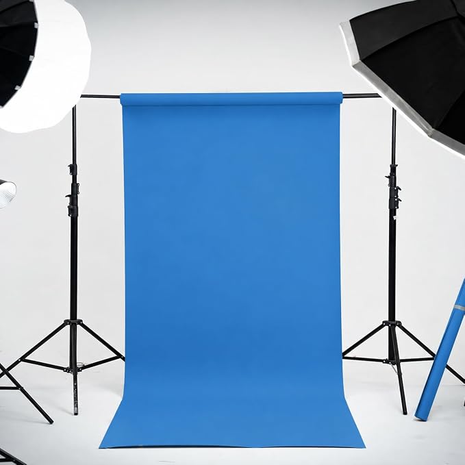 Kate Seamless Paper Backdrop for Photography Blue Photo Backdrop Paper (106.8''x32.8' Royal Blue) - Image 2