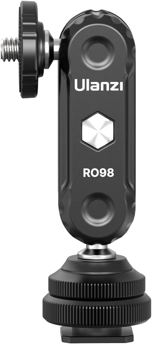R098 Cold Shoe Monitor Mount, 1/4" Rotatable Dual Ballhead Hot Shoe Mount | Microphone Fill Light Camera Monitor Swivel Bracket Compatible with DJI OSMO 360/Pocket 3/Pocket 4/Insta 360 x 5/Sony/Canon - Image 8