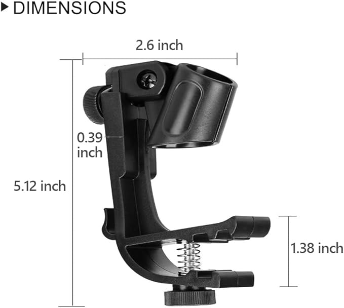Adjustable Drum Rim Mic Clips, Microphone Mount Clamp (Pack of 2) | Rim-Mount Mic Clips Position Microphones Without a Floor Stand, Check Drum Rim and Microphone Fit Before Purchase - Image 4
