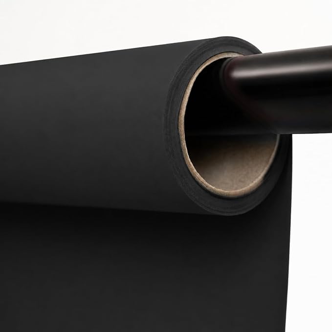 Kate Seamless Paper Backdrop Black Seamless Backdrop Paper Rolls (53''x16.4' Jet) by KateBackdropforPhotography