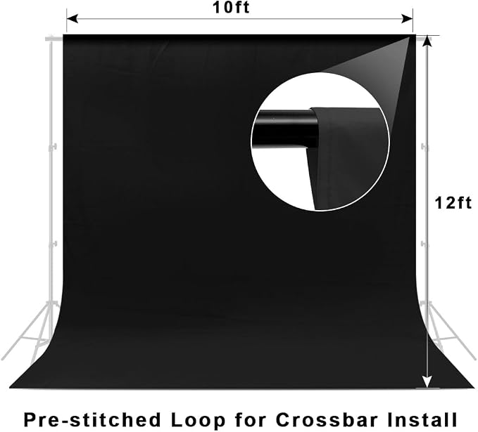 10X12ft Black Backdrop, LCUIRC Photo Backdrop Curtain Polyester Background for Portraits Pet Photoshoot and Birthday Party Halloween Decoration - Image 3