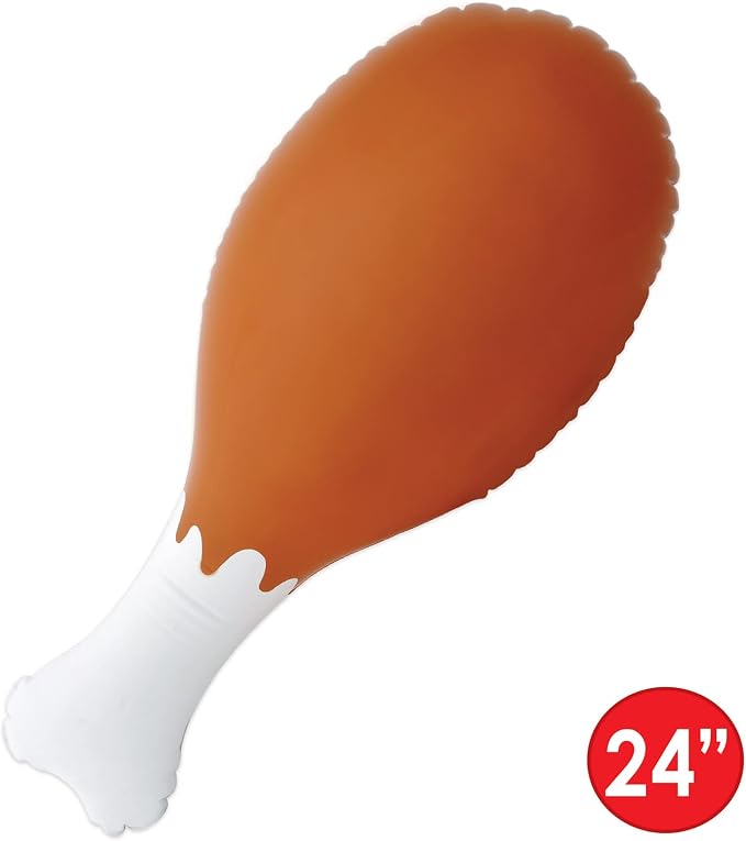 Beistle Inflatable Turkey Leg Prop – Jumbo 2 Ft Drumstick Thanksgiving and Fall Party Decoration, Oversized Food Costume Accessory for Harvest Events, Medieval Banquets and Photo Booth Displays, 24" - Image 2