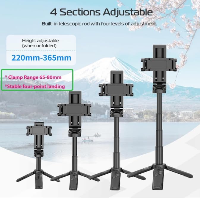 ULANZI JJ02 Selfie Stick Tripod, Portable Pocket Size Phone Tripod Holder | 3-in-1 Mini Phone Grip, Detachable Remote, 2 Cold Shoe, Wireless Shutter for Vlog, Photography, Livestreaming - Image 10