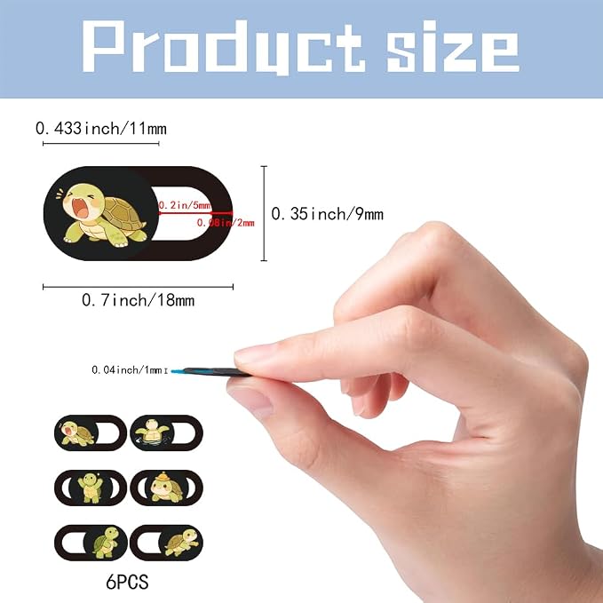 6Pcs 6 Styles Turtle Camera Cover Slide Cute Privacy Guard Accessories, 0.04 Inch Ultra Thin Webcam Cover Protector Blocker for Laptop Desktop Computer Tablet Notebook Mini PC Office Use - Image 2