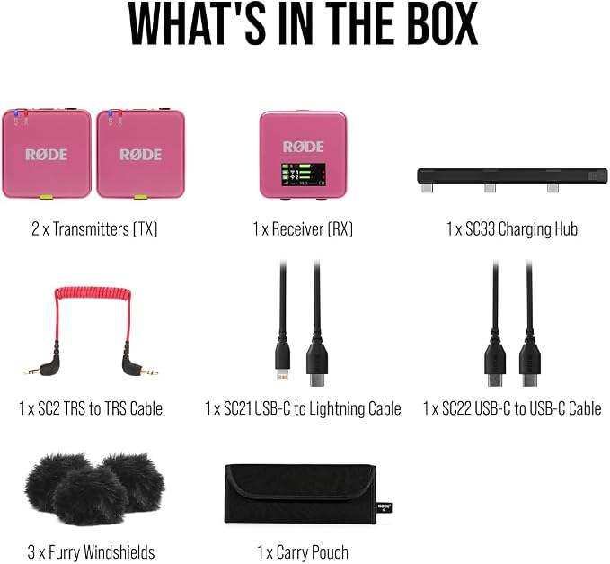 RØDE Wireless GO (Gen 3) – Compact Wireless Mic – Pristine Audio, 32-bit Float Recording, Automatic Level Control, for Phones, Cameras and Computers (Pink) - Image 9