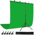 Green Screen Backdrop with Stand for Streaming, 6.5X 10ft (WxH) Protable Green Screen with 6.3 x 6.5 ft Stand kit, Greenscreen Background with Stand Carrying Bag 5 Spring Clamps by JEBUTU