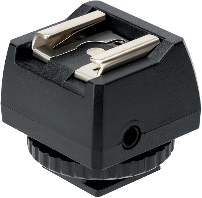 JJC Standard Flash Hot Shoe Adapter with Extra PC Sync Port & 3.5mm Port | for Connecting DSLR Cameras to Additional Off-Camera Flash, Studio Light, Strobes or Other Accessories - Image 3