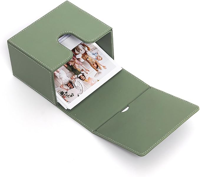 Orga'Neat Picture Holder Storage Case for Fujifilm Instax Wide Film, PU Leather Photo Holder with Pocket Outside, up to 50 Photos (Sage Green) - Image 5