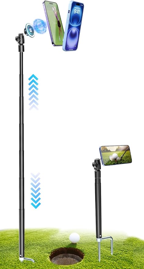 Golf Monopod Selfie Stick with Magnetic Phone Holder Mount - 57" Metal Pole Golf Phone Holder for Record Swing, Putting, Golf Training Aid, Tripod for iPhone 16 15 Compatible with Magsafe by Kolasels