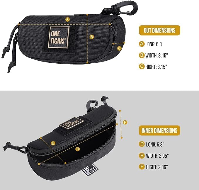 ONETIGRIS Hard Shell Sunglasses Case MOLLE Tactical Eyeglasses Pouch | Fits Most Regular Glasses, 1000D Nylon Glasses Case, Shockproof & Crush-Proof PP Liner, Inner Pocket, Two Way Zipper - Image 3