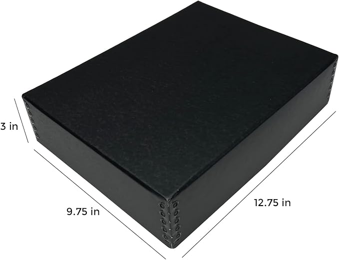 Lineco Drop Front Archival Storage Box, 9.75x12.75x3 in, Black, 2 Pack | Acid-Free with Metal Edge, Preserves Picture Longevity, Organize Photos, Newspapers, Prints, Documents, Crafts, DIY - Image 3