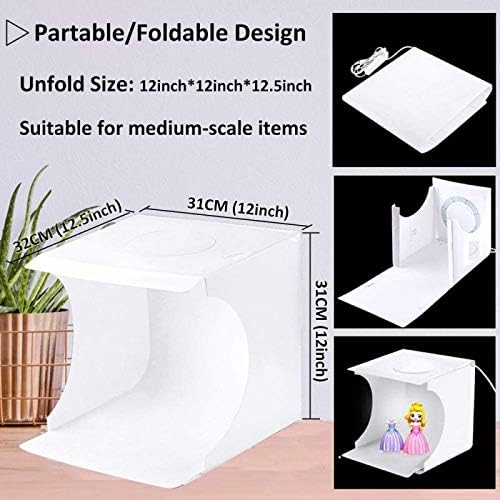 Photo Studio Light Box Kit 12x12 Inch, Folding Lightbox for Small Product Photography, 128 LED Adjustable Lighting, Portable Shooting Tent with 3 Light Colors & 6 Backgrounds - Image 5