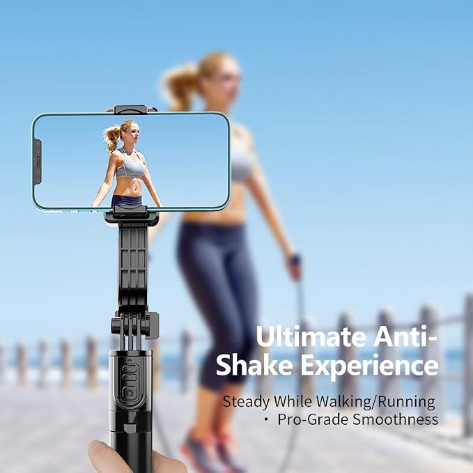 Phone Gimbal Stabilizer for Phone, Selfie Stick & Tripod with Remote Control | One-Touch Horizontal/Vertical Switch & 360 Rotation | Portable Design - Image 3