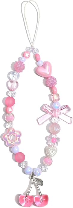Ouligay Cherry Phone Charm Strap Cute Phones Lanyard Wrist Beaded Camera Strap Wrist Chain String for Bag Case Bags Pendants Decor Chains Small Gifts for Best Friend Sister by Ouligay