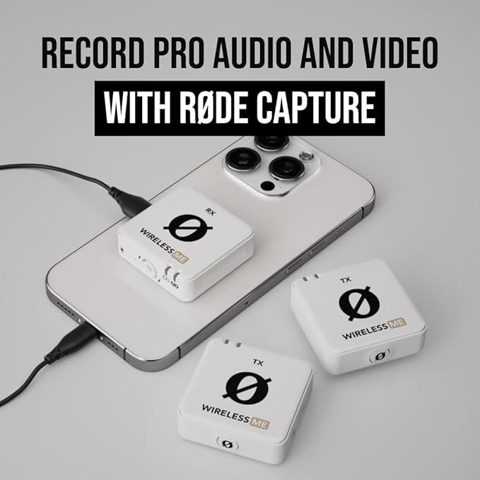 RØDE Wireless ME Dual Set Ultra-Compact Wireless Microphone System with Built-in Microphones, GainAssist Technology and 100m Range for Filmmaking, Interviews and Content Creation (White) - Image 6