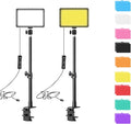 2 Pack Streaming Key Light with Desk Stand C-Clamp Stand Dimmable Video Panel Light for Video Recording Conference Webcam Laptop Zoom by SWDPORT