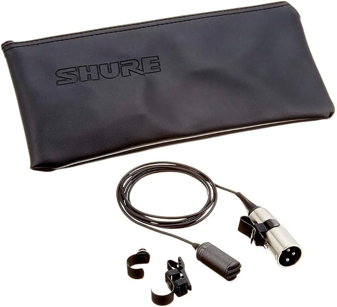 Shure SM11 Omnidirectional Miniature Dynamic Lavalier Microphone with Flexible, Long-Life Cable, Tie Clasp Assembly, Tie Tack Assembly, Connector Belt Clip and Zippered Carrying Bag (SM11-CN) by Shure