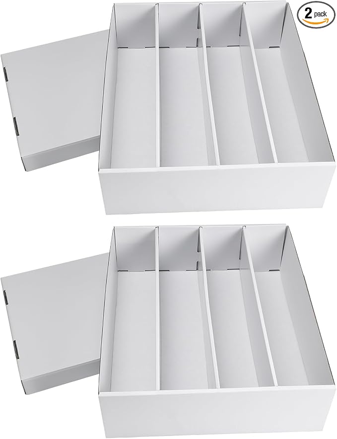 RLAVBL 2-Pack 3600 Count Trading Card Storage Box, Cardboard Card Boxes | 4 Row, 32 Dividers, for Sports, MTG, TCG, Toploader by RLAVBL