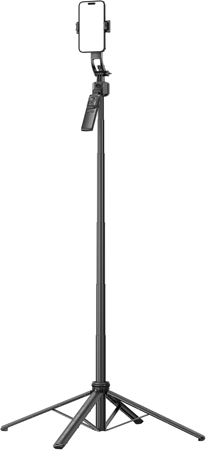 Auto Face Tracking Selfie Stick Tripod for iPhone with Light 360° Rotation That Follows Your Movement 63" Camera Tripod Stand with Remote for Content Creator Vlog Live Stream Video Recording - Image 4