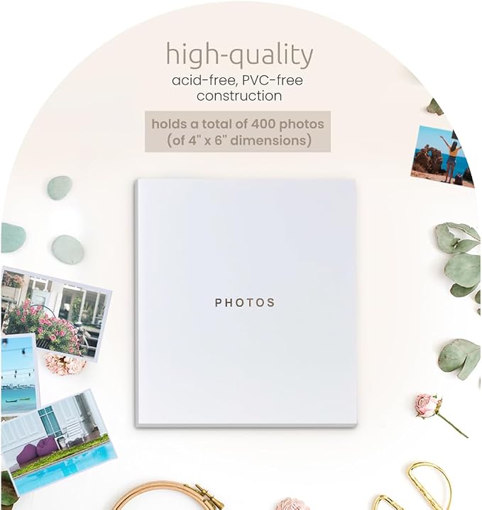 Kiera Grace 400-Pocket Jocelyn Simple & Classic Photo Album for Home & Office with CD Storage Pocket, 13.19"x12.01"x1.5" to Display 400 4"x6" Pictures, Gray - Image 4