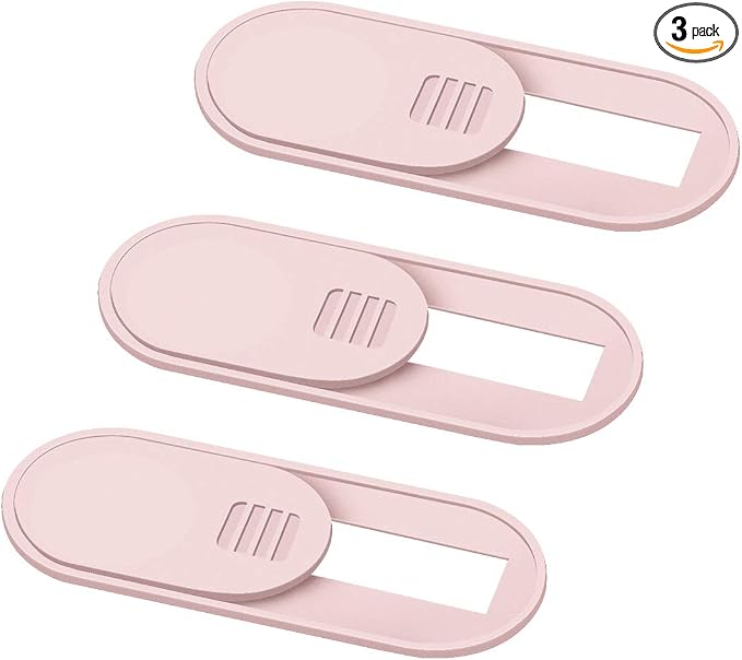Laptop Camera Cover Slide, 0.028 Inch Ultra Thin Laptop Camera Cover Blocker, Laptop Accessories for iPhone MacBook Laptop, Desktop, PC, Tablet, Protect Your Visual Privacy Security (Pink-3 Pack) by HKDGYHON