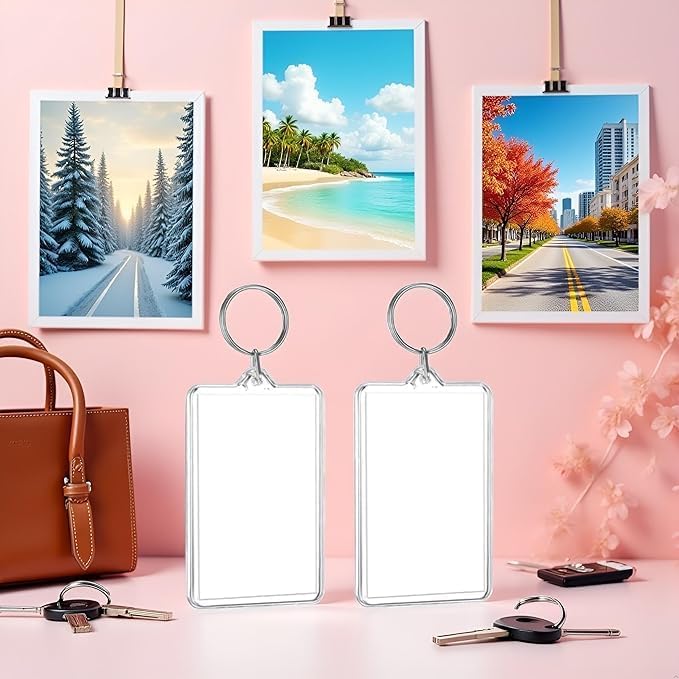2pcs Clear Plastic Picture Frame Keychain Rectangle Shapes Blank Photo Keychains Photo Display Plastic Blank Keychain Clip Photo Holders Photo Albums, Frames and Accessories - Image 4