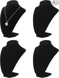 Julysky 3D Necklace Display Stand For Selling,Velvet Chain Jewelry Bust Holder Organizer (1, beige) (4, black) by Julysky