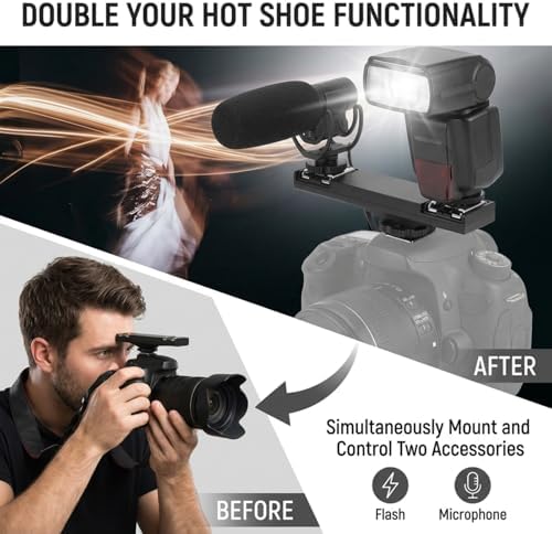 Hot Shoe Splitter, Multifunctional Hot Shoe Flash Light Bracket, Hot Shoe Mount Plate Adapter, High Loading Accessories for Camera Camcorder (for) - Image 7