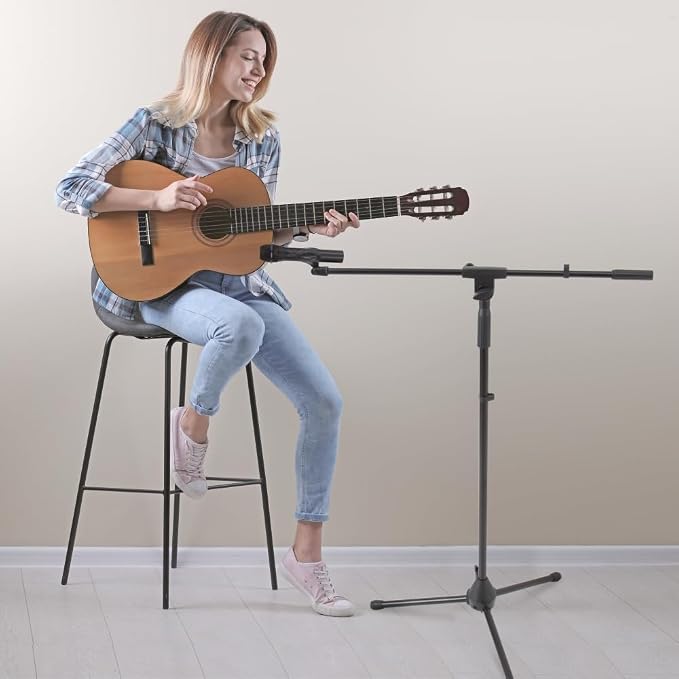 Pyle Foldable Tripod Microphone Stand - Universal Mic Mount and Height Adjustable from 37.5'' to 65.0'' Inch High w/ Extending Telescoping Boom Arm Up to 28.0'' - Knob Tension Lock Mechanism PMKS3 - Image 6