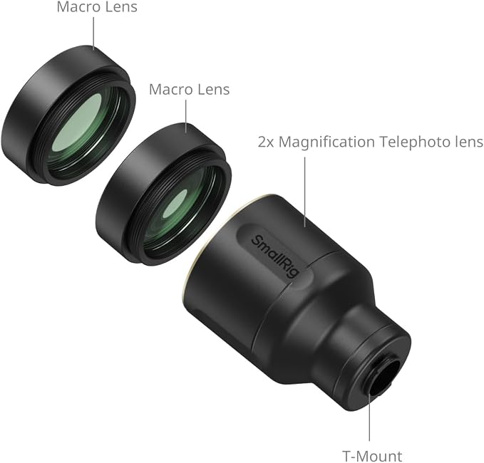 SmallRig 2X Magnification Telephoto Lens & Macro Kit for iPhone 17/16/15 Pro Max, Optical Zoom Teleconverter with 2 Macro Lenses, Compatible with Smartphone 4x/5x/8x Telephoto Camera, T-Mount-5334 - Image 9