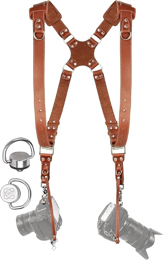 Dual Camera Harness Leather Camera Strap DSLR/SLR, All-Day Comfort by CCoiro