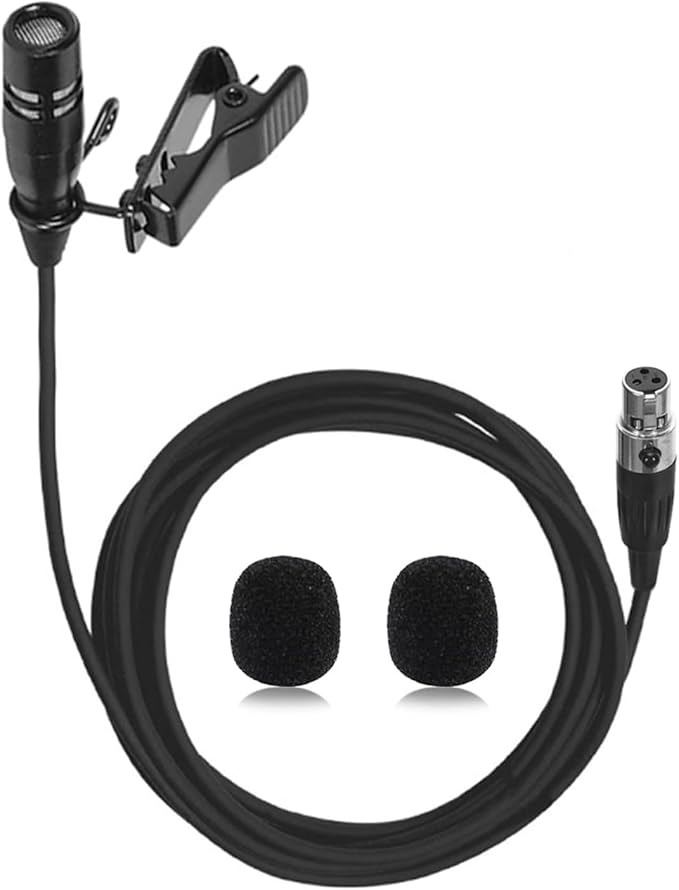 Lavalier Microphone Lapel Mic Compatible with AKG Bodypack | Unidirectional Condenser Super Cardioid Clip-On Mic for Wireless Transmitter System with Mini XLR 3 Pin TA3F Plug by Unknown