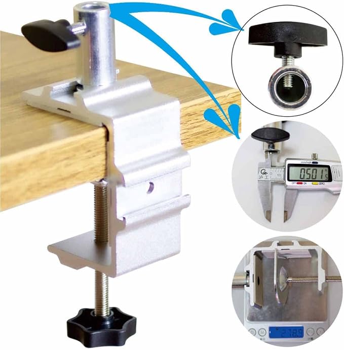 Replacement Heavy Duty C Clamp for 1/2” Base Magnifying Lamp,Desk Lamp,Swing Arm Lamp,Phone I pad Mount,Tablet Mic Holder,Table Mount Clamp for Microphone Stand Mic Boom Arm (G1 SIVLER) - Image 2