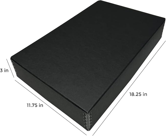 Lineco Museum Archival Storage Box, Drop Front, 11.75x18.25x3 in, Black | Acid-Free with Metal Edge, Preserves Picture Longevity, Organize Photos, Newspapers, Prints, Documents, Crafts, DIY - Image 2