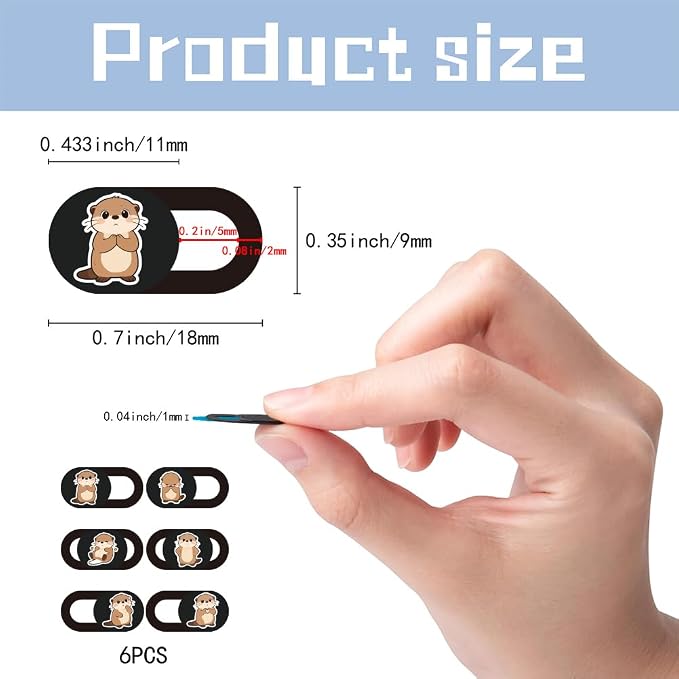 6Pcs 6 Styles Otter Cute Laptop Camera Cover Privacy Guard Accessories, 0.04 Inch Ultra Thin Webcam Cover Slide Protector Blocker for Desktop Computer Tablet Notebook Mini PC Office Use - Image 2