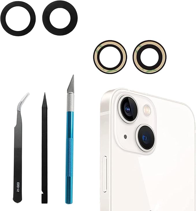 2pcs/Set Rear Camera Lens Covers Replacement for iPhone 13/ iPhone 13 Mini, Anti-Lens Scratch & Waterproof, Back Glass Camera Lens Covers Replacement + Repair Tool Kit by Peixiong-S-PenHelper