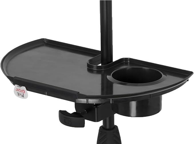 Gator Frameworks Microphone Stand Accessory Tray with Drink Holder and Guitar Pick Tab, 12" x 7" (GFW-MIC-ACCTRAY) by GatorCases