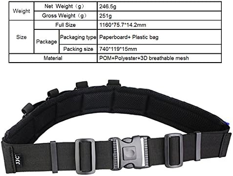 JJC GB-1 Adjustable Photography Utility Belt, Wrist Waistband, Accessory, Speed Belt for Carrying Gear Bag Case, Lens Pouch, Flash Accessories, D-Rings, Breathable 3D Mesh - Image 3
