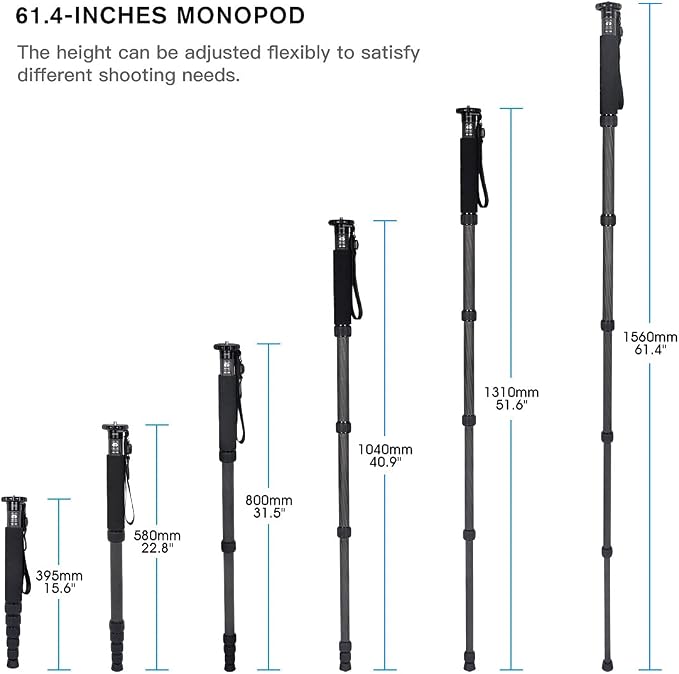 SIRUI Camera Monopod P-326 6 Section Carbon Fiber Compact Lightweight Travel Monopod - Image 4