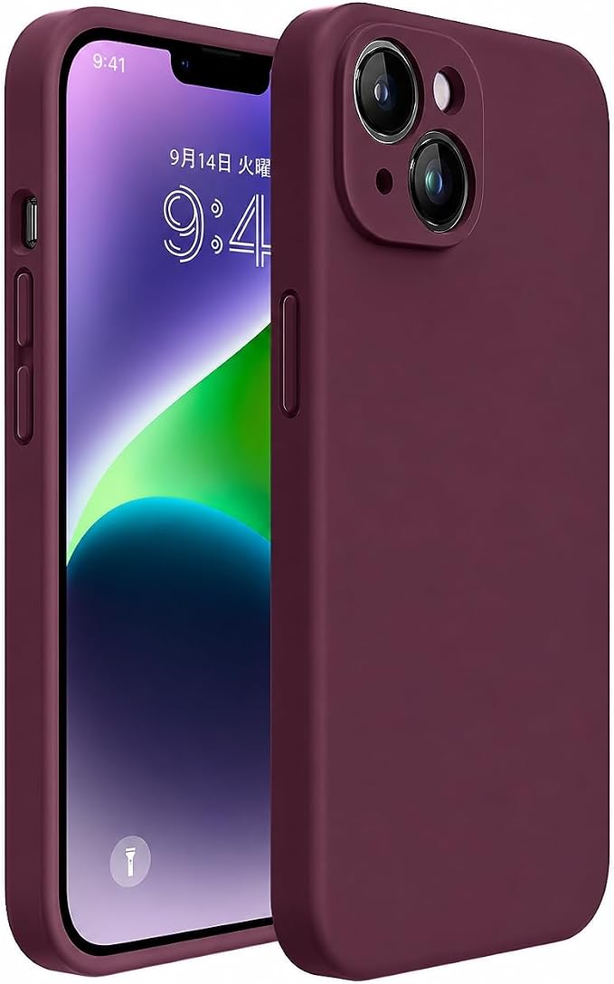Miracase Silicone for iPhone 14 Case, Wine Red | Soft Anti-Scratch Microfiber Lining, Premium Silicone Cover Shockproof Drop Protection Phone Case for 14 by Miracase