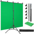 Green Screen Backdrop Stand Kit, 5x6.5FT Portable Greenscreen | Adjustable, carrying bag & 5 clamps, chromakey backdrop with T shape stand, for streaming, photography, gaming, zoom, video by YAYOYAPhotography