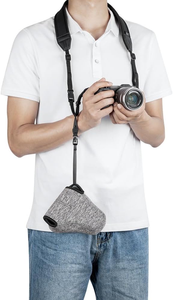 Neoprene Camera Case for Fuji X-T30 III+16-50mm A6400+18-55mm Lens | 6mm thick Neoprene Pouch for fits Camera≤4.9x2.9x5". Scratch-resistant. Touch-fastening flap. without strap - Image 7