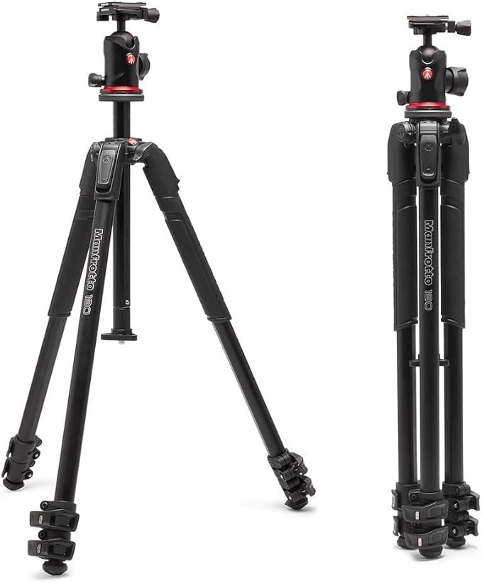 Manfrotto 190X AS, 3-Section Aluminum Camera Tripod, Photo-Kit with Ball Head, Ground Level, Arca-Swiss Plate, Quick Power Lever Lock, 22lbs Payload, for DSLR and Mirrorless, Photo Shooting Supports by Unknown