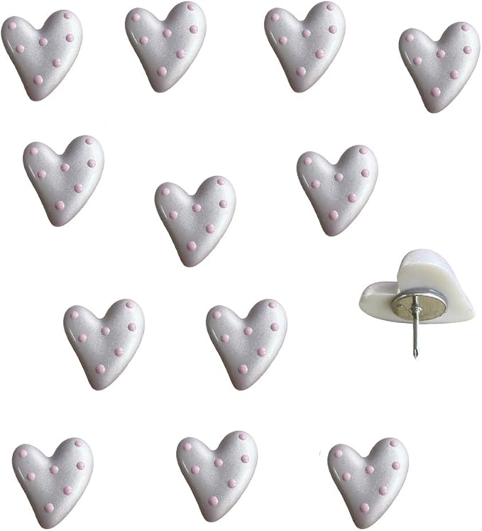 50 pcs of Cute Soft Wooden Board thumbtack with Golden Hearts can be Used for Photo Walls, memos, whiteboards, and Decorative thumbtack (Pink Wave Point) by SSYHQAX